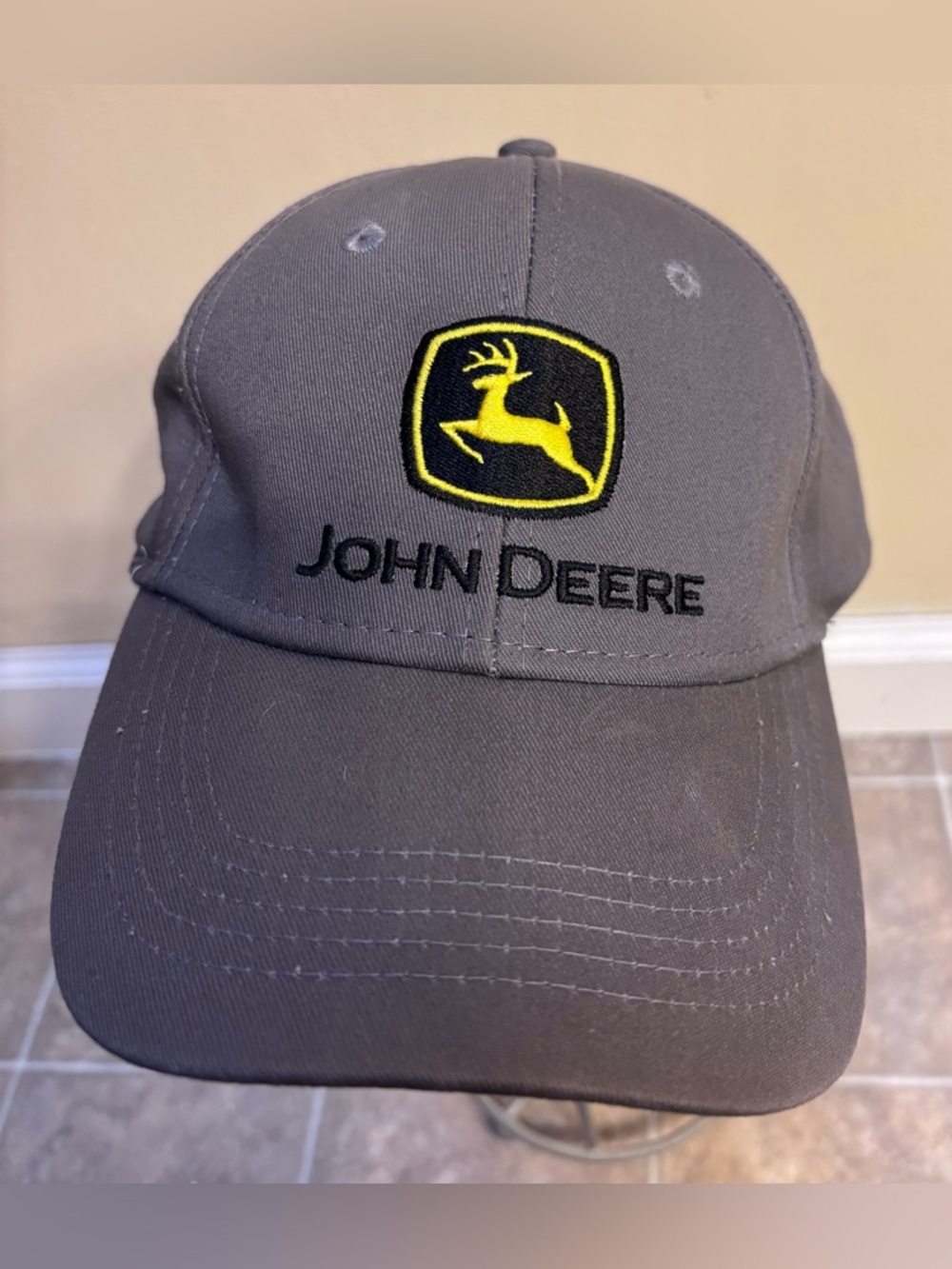 John Deere Gray Baseball Cap with Yellow Logo